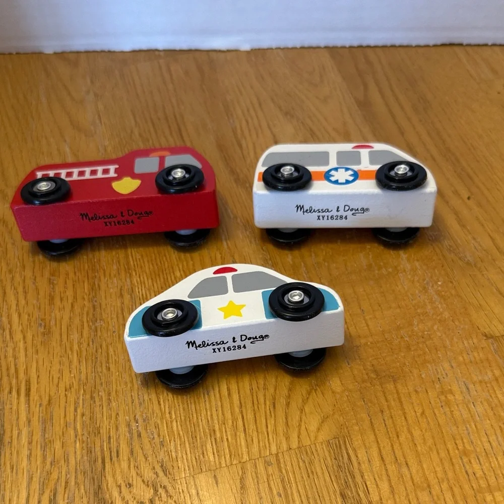 Melissa & Doug Colorful Wooden Emergency Vehicles